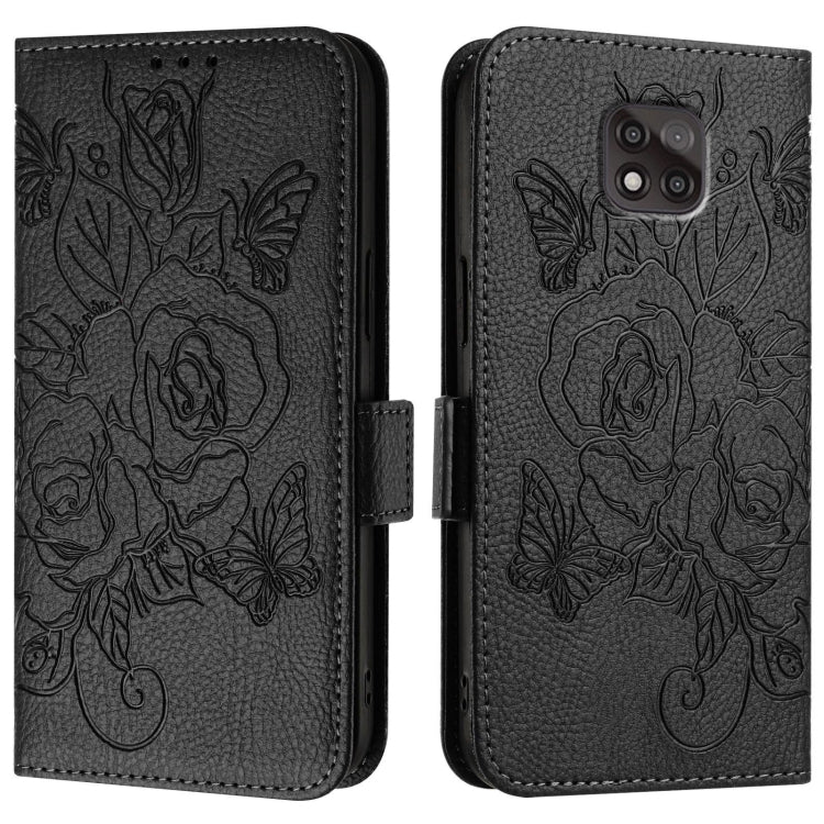 For Motorola Moto G Power 2021 Embossed Rose RFID Anti-theft Leather Phone Case