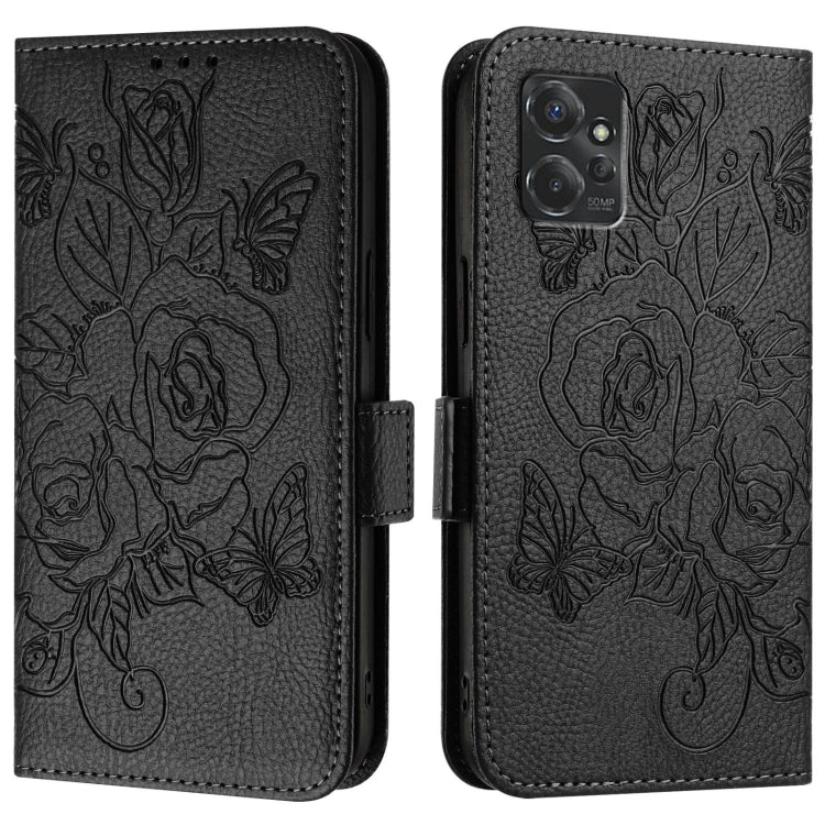 For Motorola Moto G Power 2023 Embossed Rose RFID Anti-theft Leather Phone Case