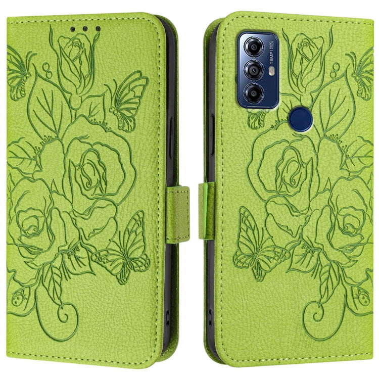 For Motorola Moto G Pure 2021 / G Play 2023 Embossed Rose RFID Anti-theft Leather Phone Case