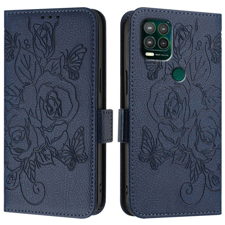 For Motorola Moto G Stylus 5G 2021 Embossed Rose RFID Anti-theft Leather Phone Case