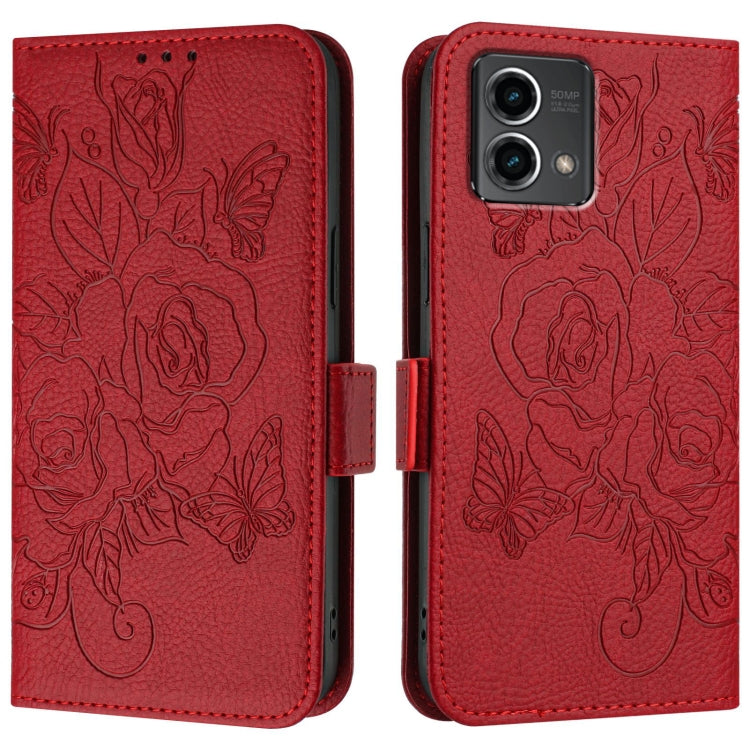 For Motorola Moto G Stylus 5G 2024 Embossed Rose RFID Anti-theft Leather Phone Case