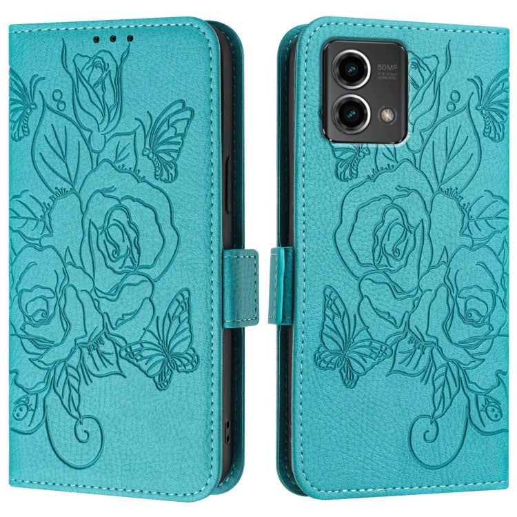For Motorola Moto G Stylus 5G 2024 Embossed Rose RFID Anti-theft Leather Phone Case