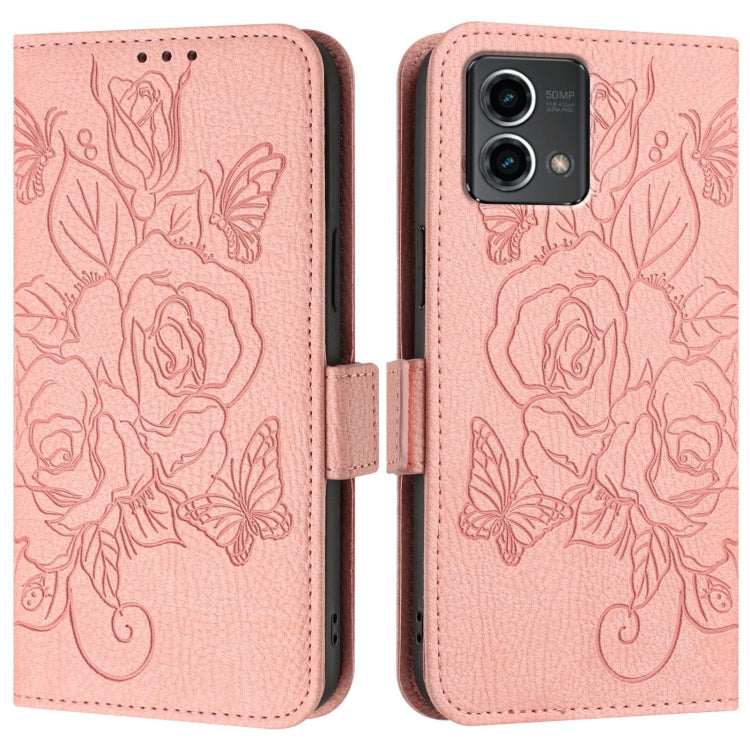 For Motorola Moto G Stylus 5G 2024 Embossed Rose RFID Anti-theft Leather Phone Case