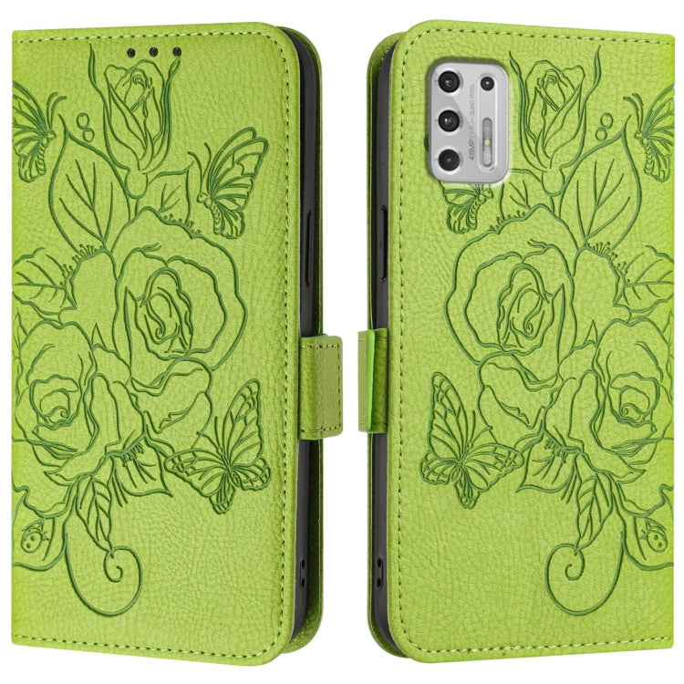 For Motorola Moto G Stylus 2021 4G Embossed Rose RFID Anti-theft Leather Phone Case