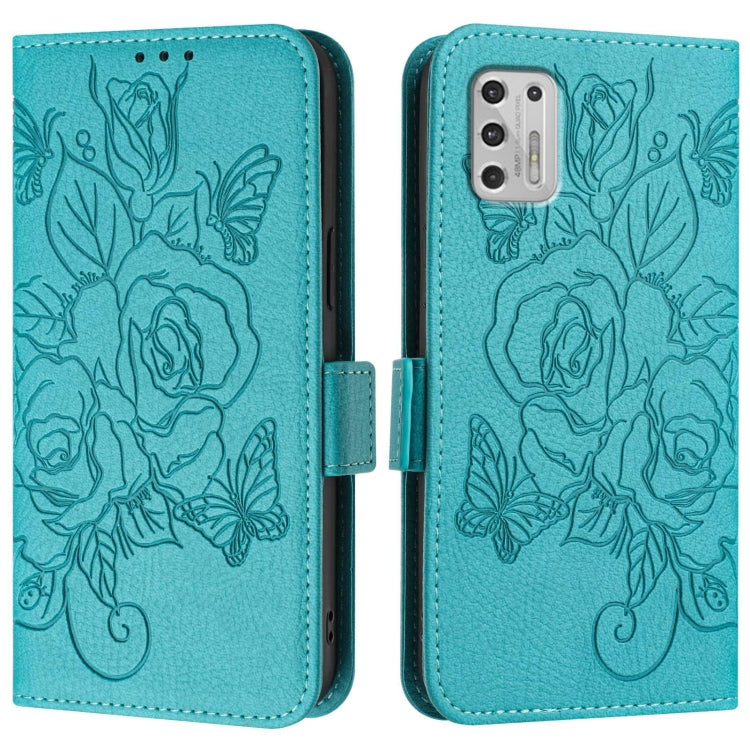For Motorola Moto G Stylus 2021 4G Embossed Rose RFID Anti-theft Leather Phone Case