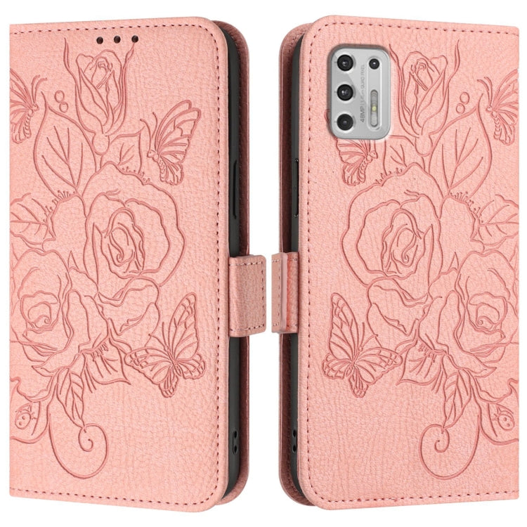 For Motorola Moto G Stylus 2021 4G Embossed Rose RFID Anti-theft Leather Phone Case