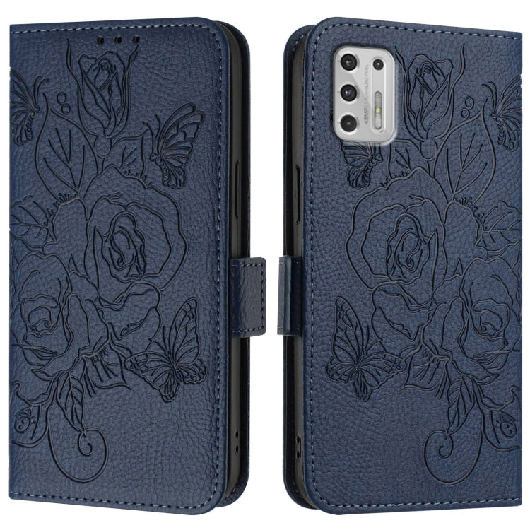 For Motorola Moto G Stylus 2021 4G Embossed Rose RFID Anti-theft Leather Phone Case
