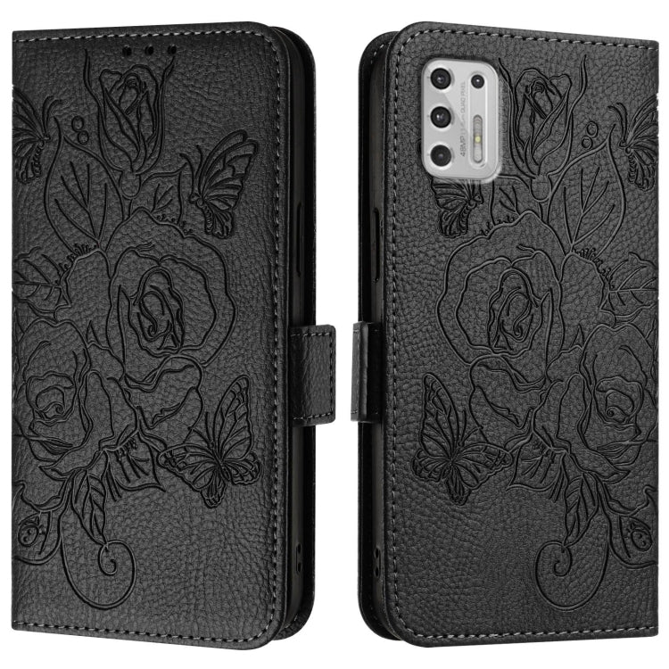 For Motorola Moto G Stylus 2021 4G Embossed Rose RFID Anti-theft Leather Phone Case
