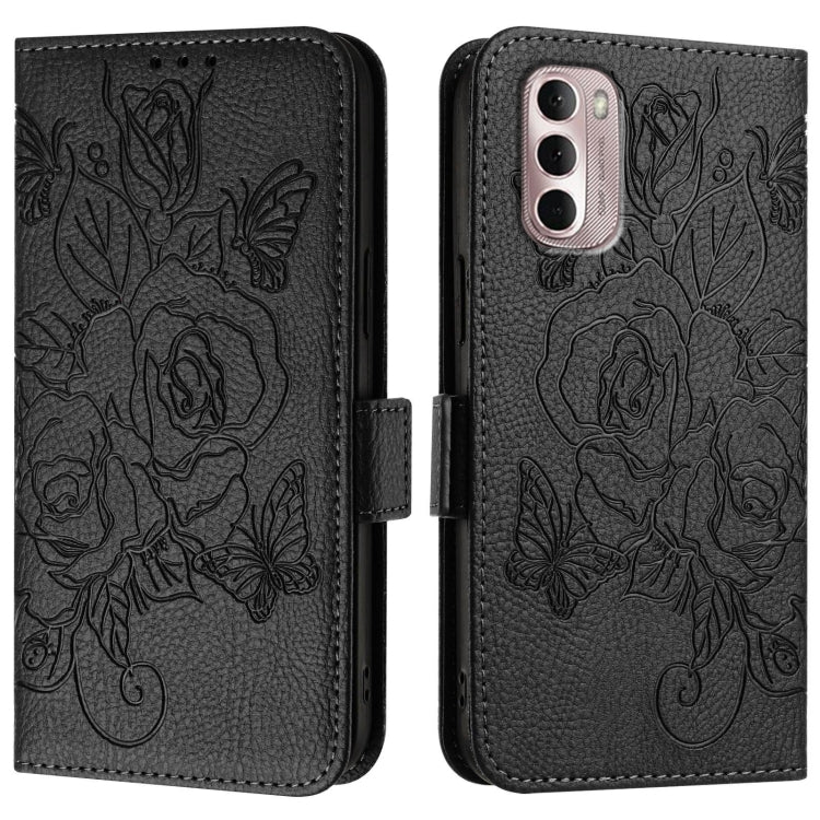 For Motorola Moto G Stylus 2022 4G Embossed Rose RFID Anti-theft Leather Phone Case