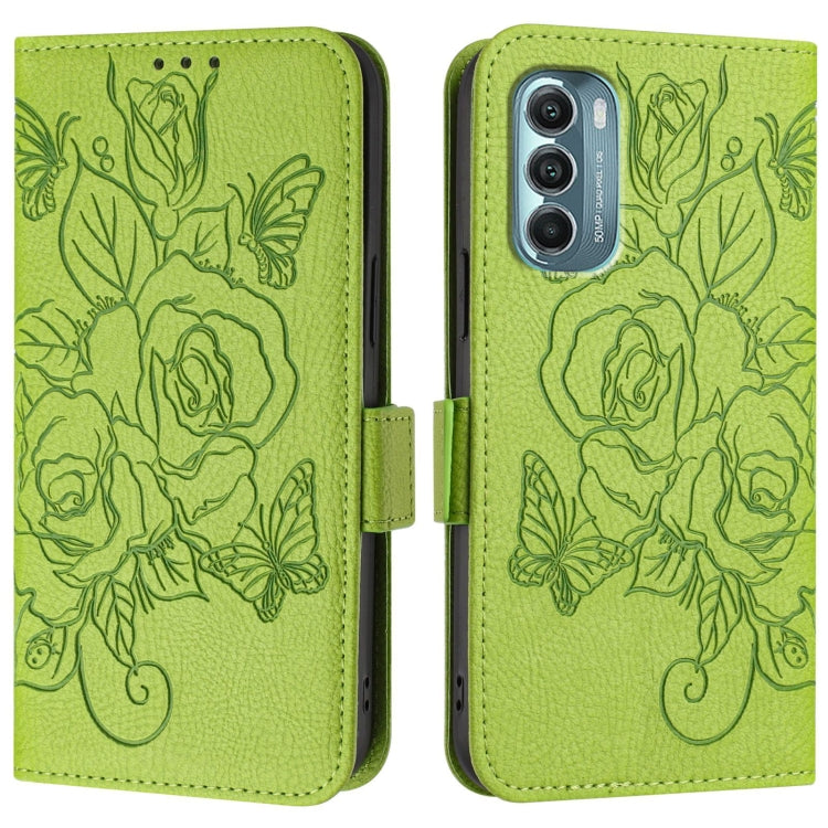 For Motorola Moto G Stylus 2022 5G Embossed Rose RFID Anti-theft Leather Phone Case