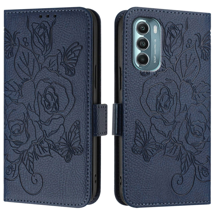 For Motorola Moto G Stylus 2022 5G Embossed Rose RFID Anti-theft Leather Phone Case