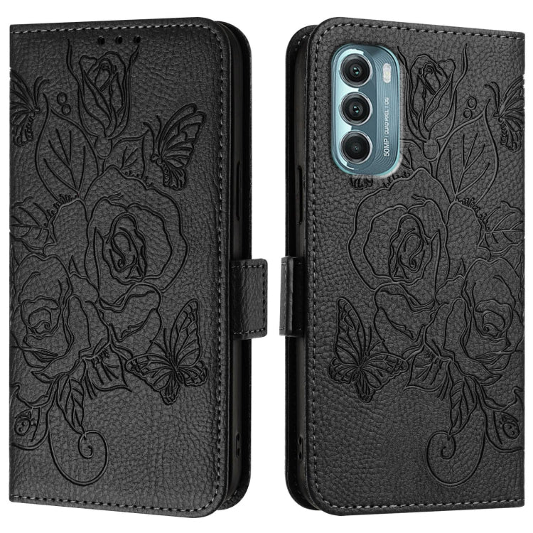 For Motorola Moto G Stylus 2022 5G Embossed Rose RFID Anti-theft Leather Phone Case