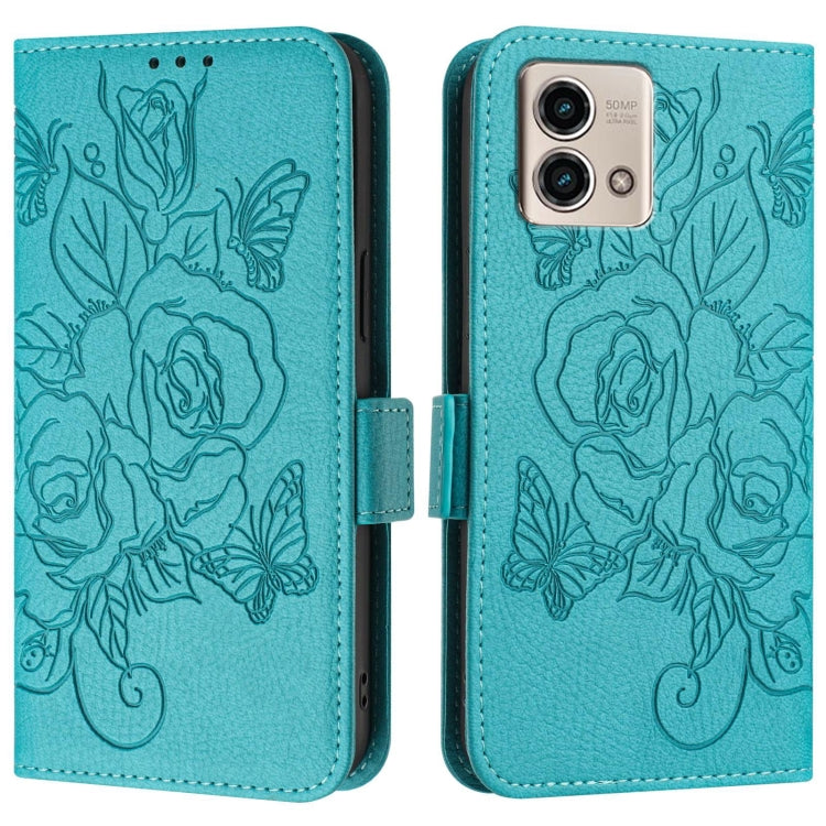 For Motorola Moto G Stylus 2023 4G Embossed Rose RFID Anti-theft Leather Phone Case