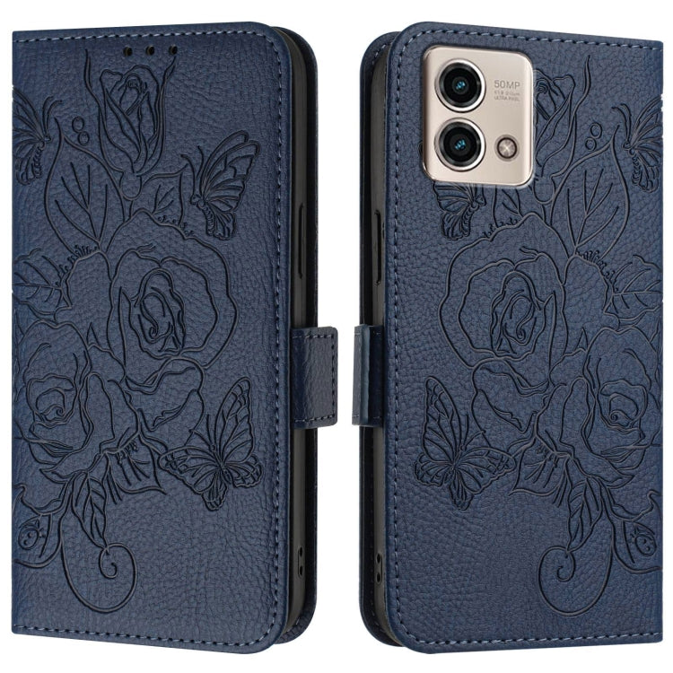 For Motorola Moto G Stylus 2023 4G Embossed Rose RFID Anti-theft Leather Phone Case
