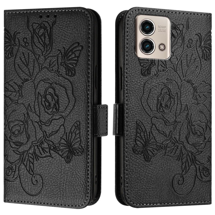 For Motorola Moto G Stylus 2023 4G Embossed Rose RFID Anti-theft Leather Phone Case