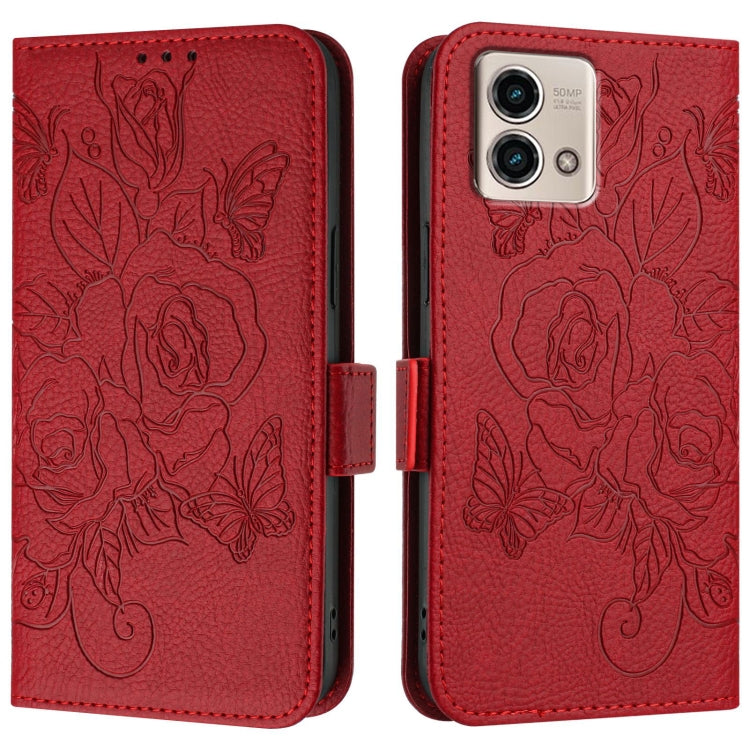 For Motorola Moto G Stylus 2023 5G Embossed Rose RFID Anti-theft Leather Phone Case