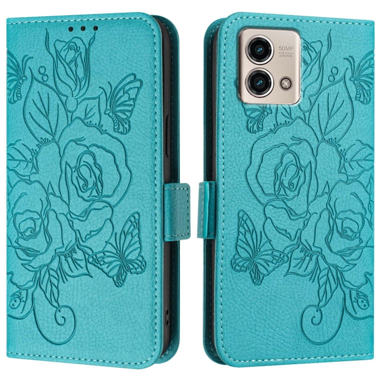 For Motorola Moto G Stylus 2023 5G Embossed Rose RFID Anti-theft Leather Phone Case