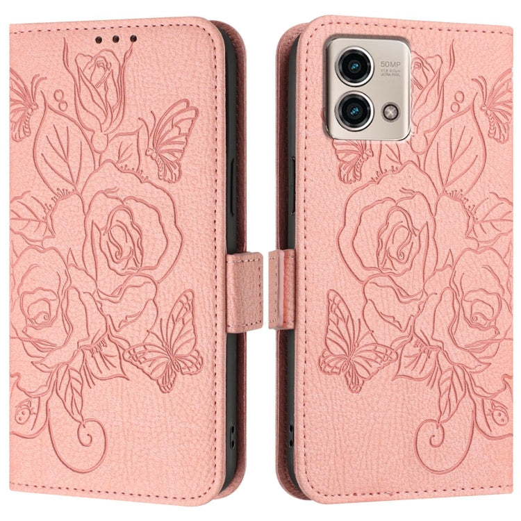 For Motorola Moto G Stylus 2023 5G Embossed Rose RFID Anti-theft Leather Phone Case