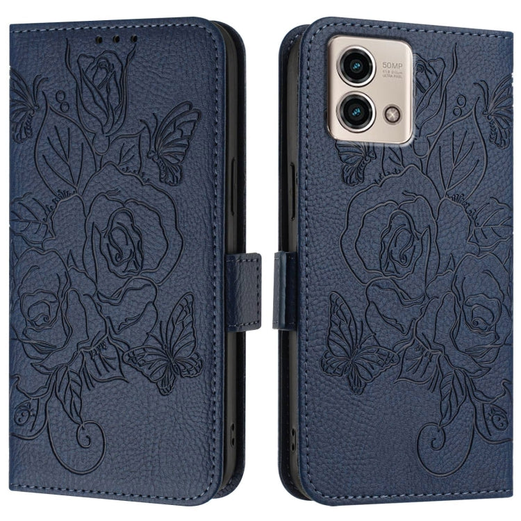 For Motorola Moto G Stylus 2023 5G Embossed Rose RFID Anti-theft Leather Phone Case
