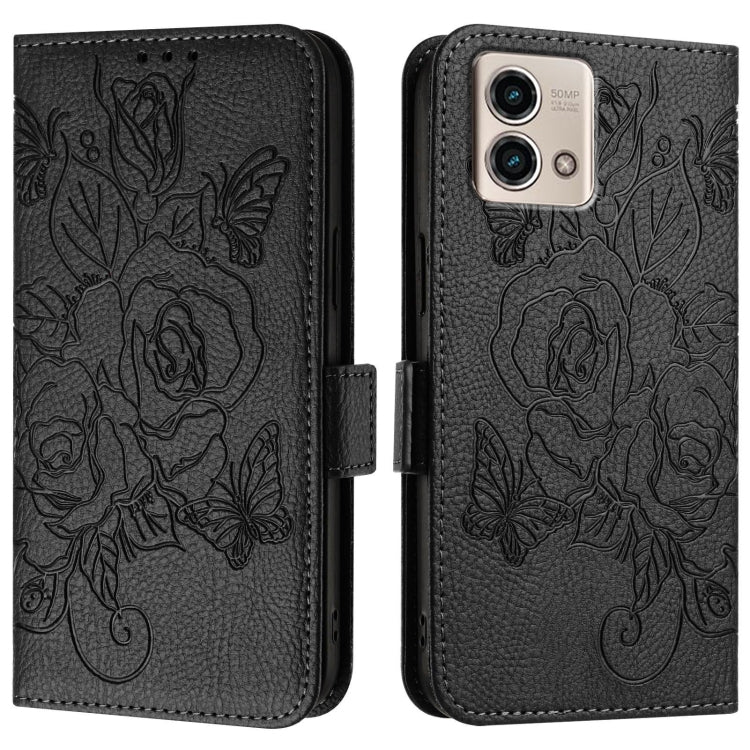 For Motorola Moto G Stylus 2023 5G Embossed Rose RFID Anti-theft Leather Phone Case