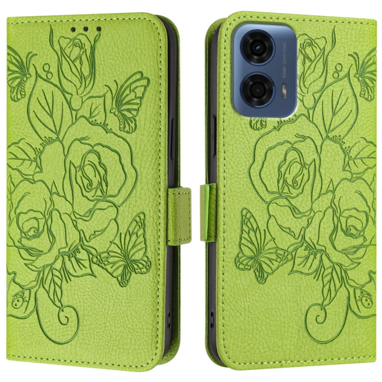 For Motorola Moto G24 Power 4G India Embossed Rose RFID Anti-theft Leather Phone Case