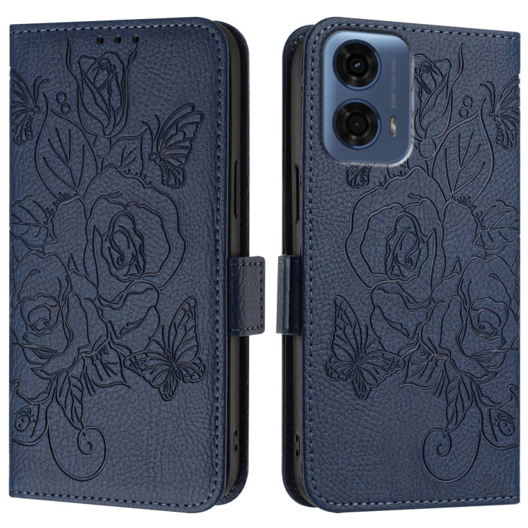 For Motorola Moto G24 Power 4G India Embossed Rose RFID Anti-theft Leather Phone Case