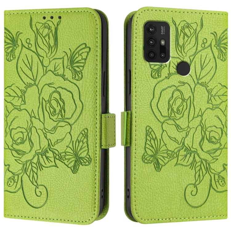 For Motorola Moto G30 / G10 / G20 Embossed Rose RFID Anti-theft Leather Phone Case