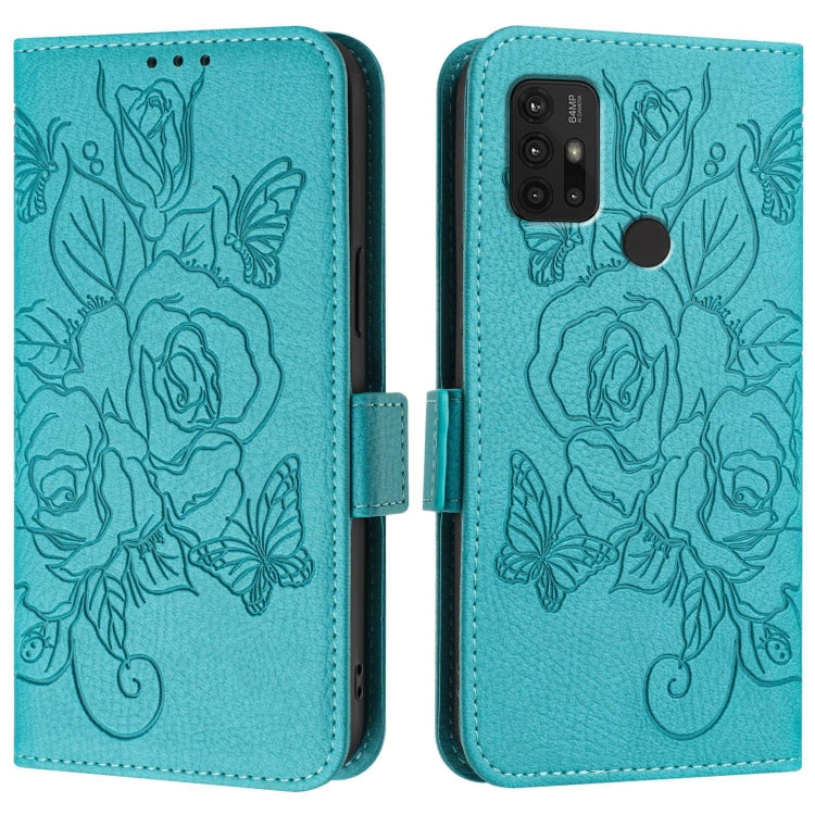 For Motorola Moto G10 Power Embossed Rose RFID Anti-theft Leather Phone Case