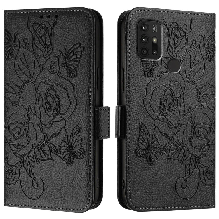 For Motorola Moto G10 Power Embossed Rose RFID Anti-theft Leather Phone Case