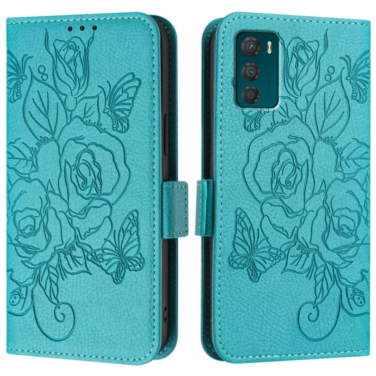 For Motorola Moto G42 Embossed Rose RFID Anti-theft Leather Phone Case