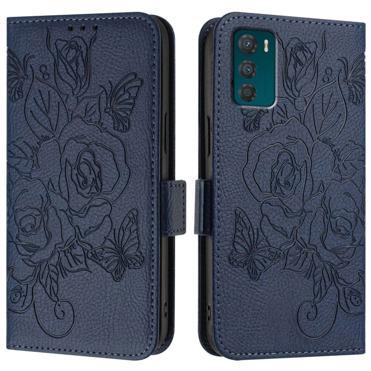 For Motorola Moto G42 Embossed Rose RFID Anti-theft Leather Phone Case