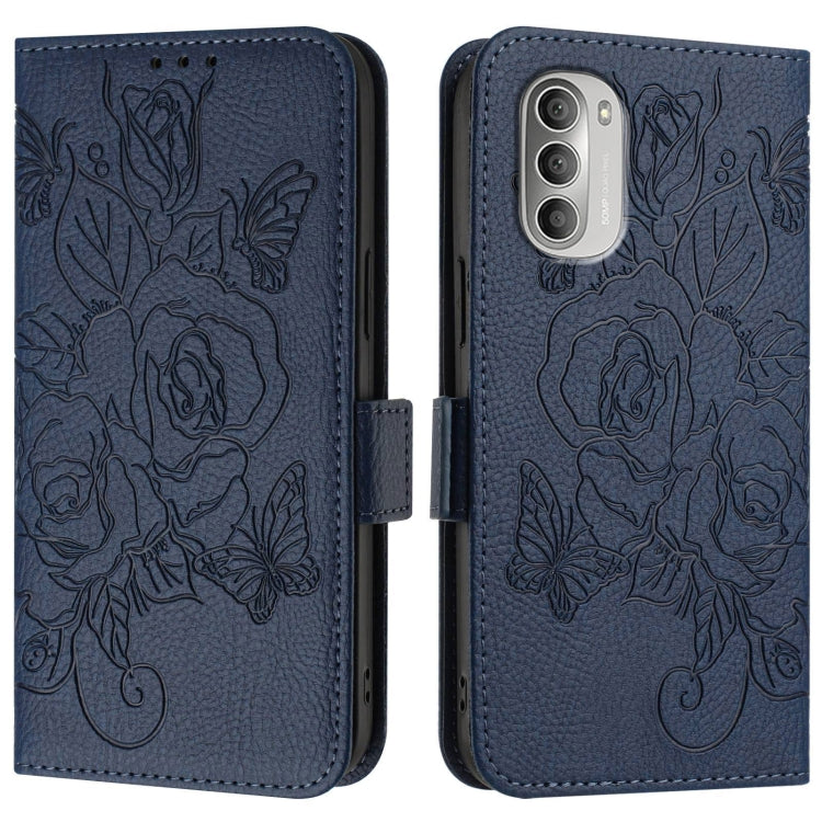 For Motorola Moto G51 5G Embossed Rose RFID Anti-theft Leather Phone Case