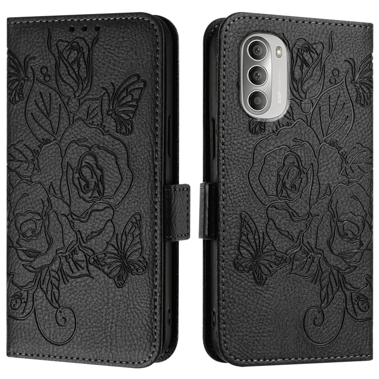 For Motorola Moto G51 5G Embossed Rose RFID Anti-theft Leather Phone Case