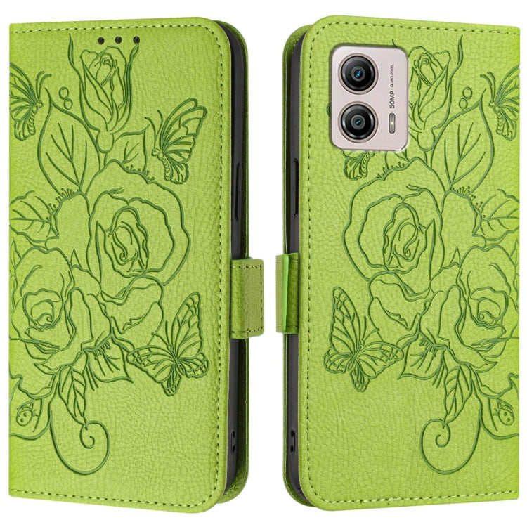 For Motorola Moto G53 5G / G31 4G / G23 4G Embossed Rose RFID Anti-theft Leather Phone Case