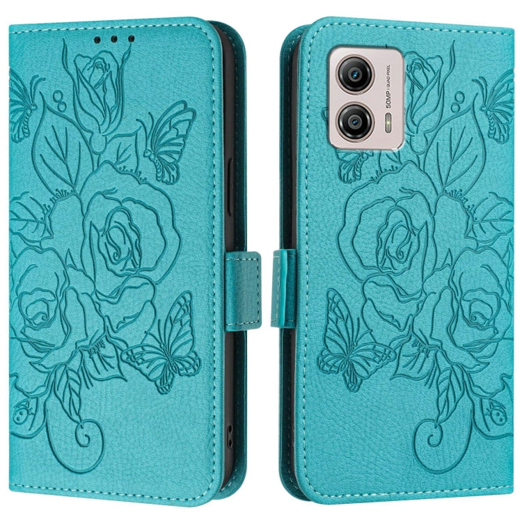 For Motorola Moto G53 5G / G31 4G / G23 4G Embossed Rose RFID Anti-theft Leather Phone Case
