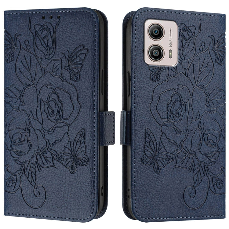 For Motorola Moto G53 5G / G31 4G / G23 4G Embossed Rose RFID Anti-theft Leather Phone Case