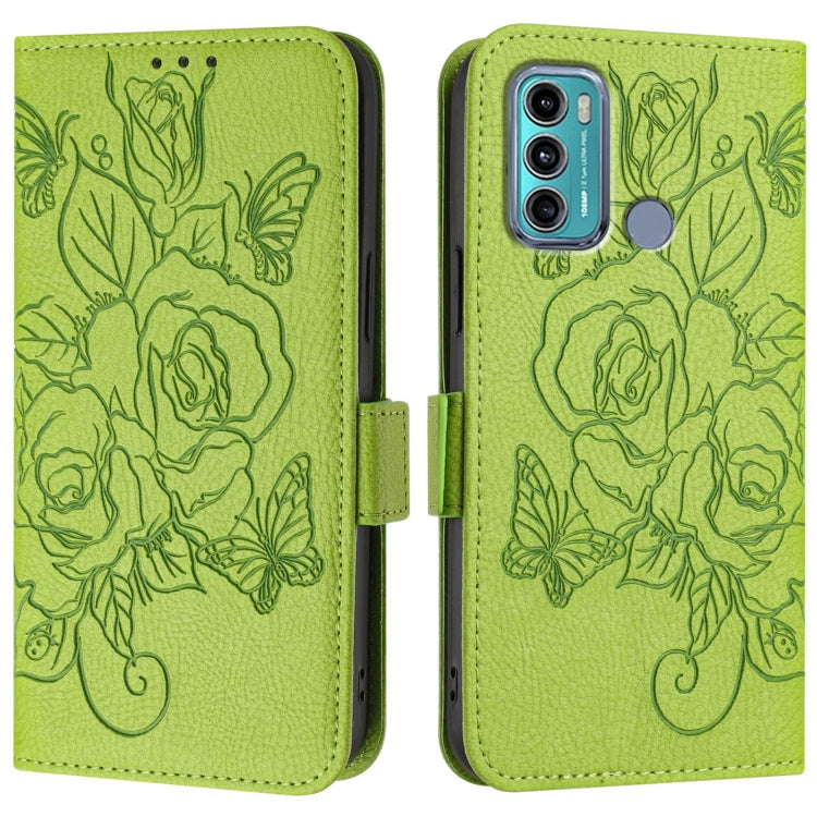 For Motorola Moto G60 / G40 Fusion Embossed Rose RFID Anti-theft Leather Phone Case
