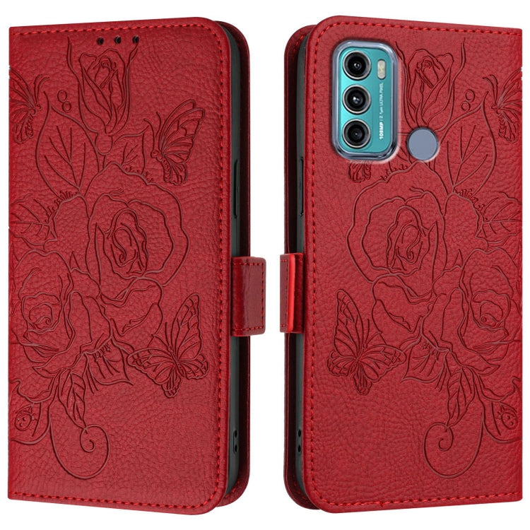 For Motorola Moto G60 / G40 Fusion Embossed Rose RFID Anti-theft Leather Phone Case