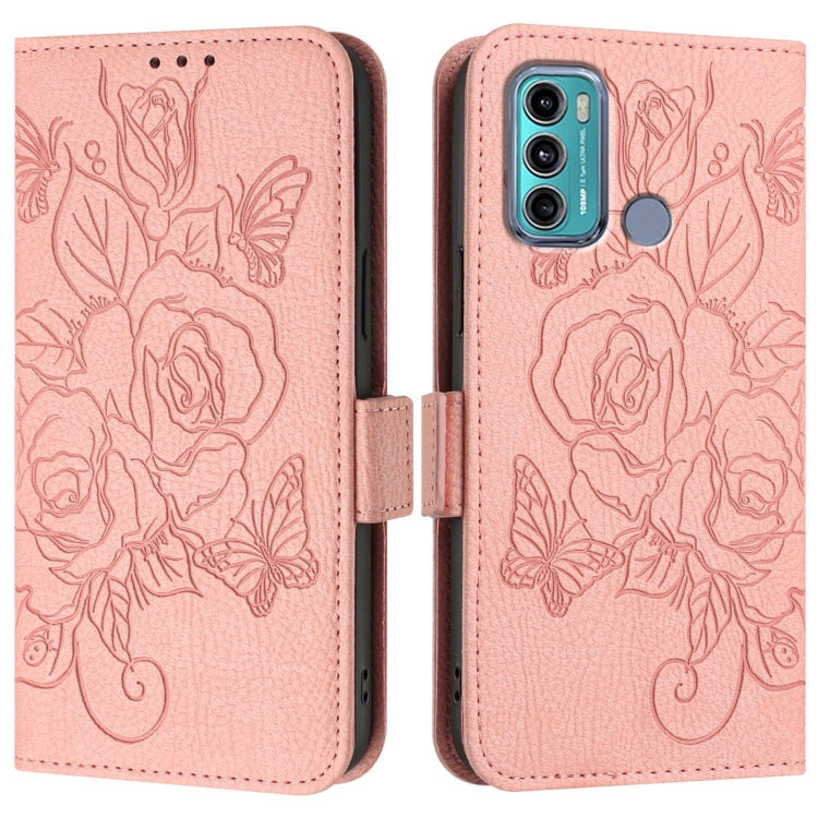 For Motorola Moto G60 / G40 Fusion Embossed Rose RFID Anti-theft Leather Phone Case