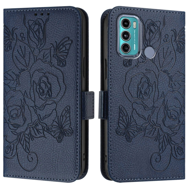 For Motorola Moto G60 / G40 Fusion Embossed Rose RFID Anti-theft Leather Phone Case
