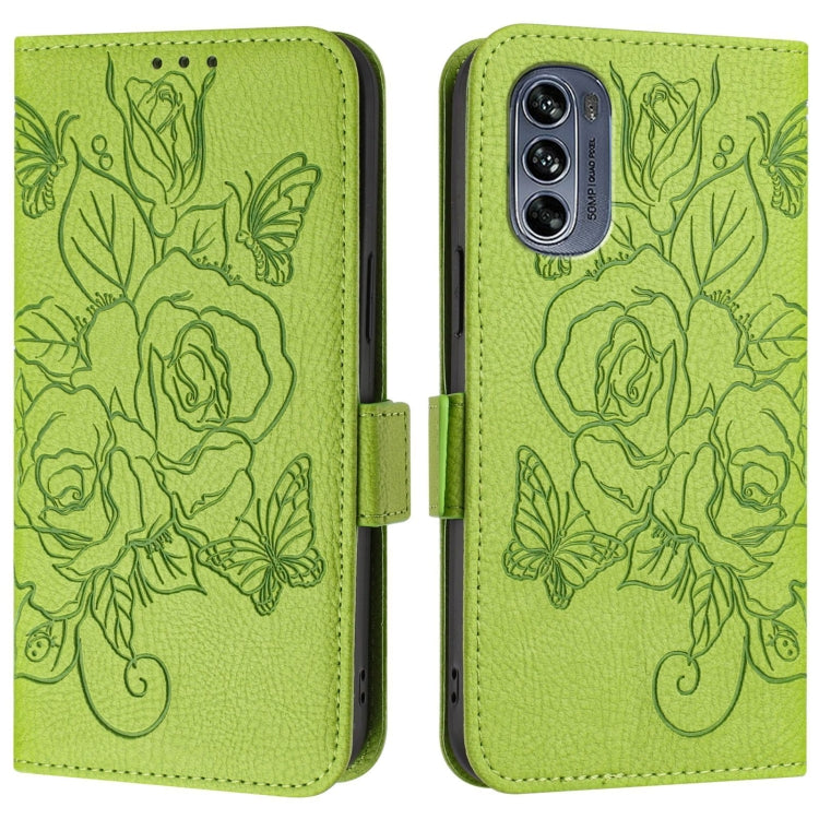 For Motorola Moto G62 5G Global Embossed Rose RFID Anti-theft Leather Phone Case