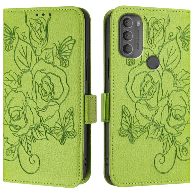 For Motorola Moto G71 Embossed Rose RFID Anti-theft Leather Phone Case