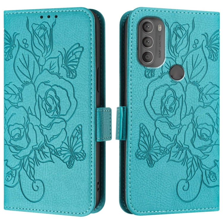 For Motorola Moto G71 Embossed Rose RFID Anti-theft Leather Phone Case