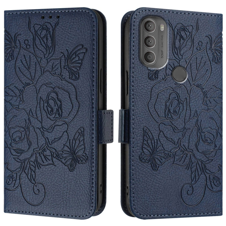 For Motorola Moto G71 Embossed Rose RFID Anti-theft Leather Phone Case