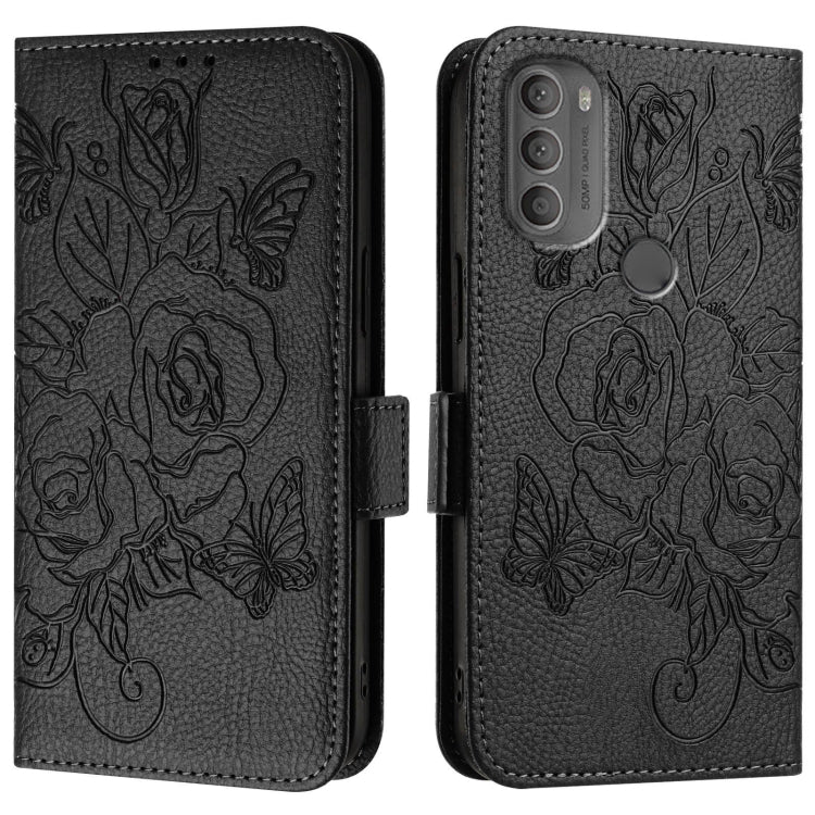 For Motorola Moto G71 Embossed Rose RFID Anti-theft Leather Phone Case