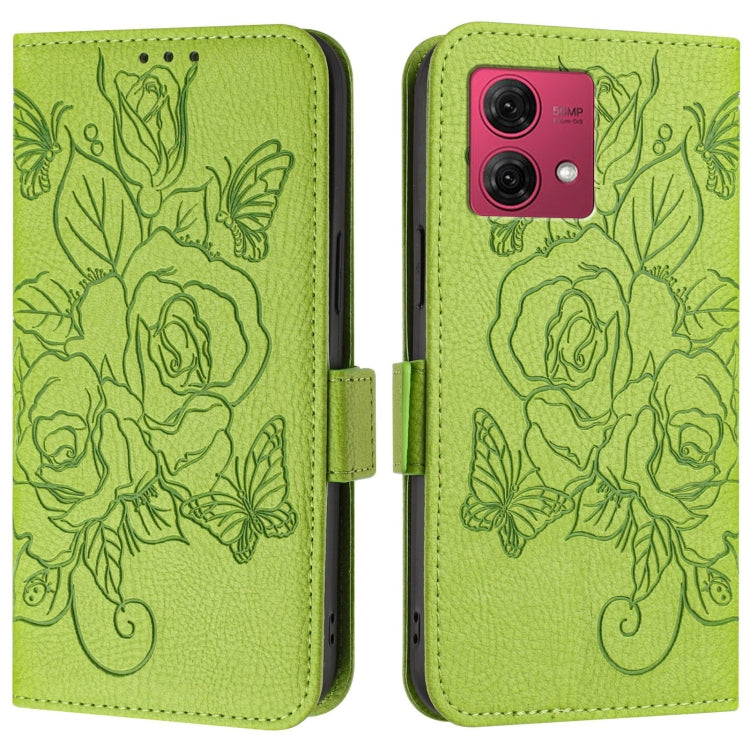 For Motorola Moto G84 5G Embossed Rose RFID Anti-theft Leather Phone Case