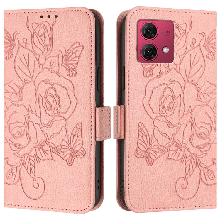 For Motorola Moto G84 5G Embossed Rose RFID Anti-theft Leather Phone Case