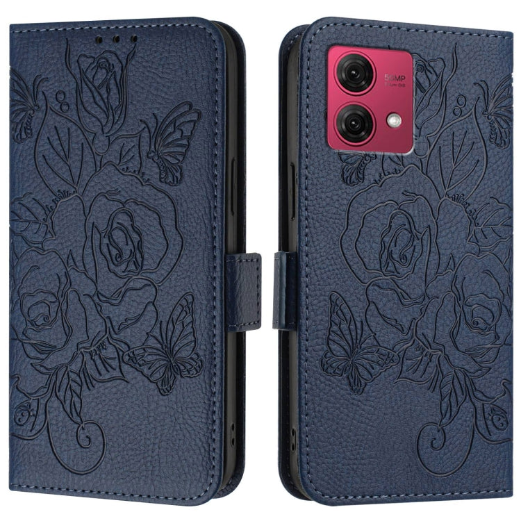 For Motorola Moto G84 5G Embossed Rose RFID Anti-theft Leather Phone Case
