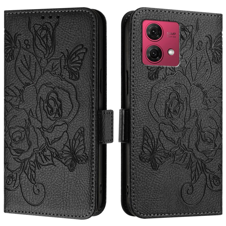 For Motorola Moto G84 5G Embossed Rose RFID Anti-theft Leather Phone Case