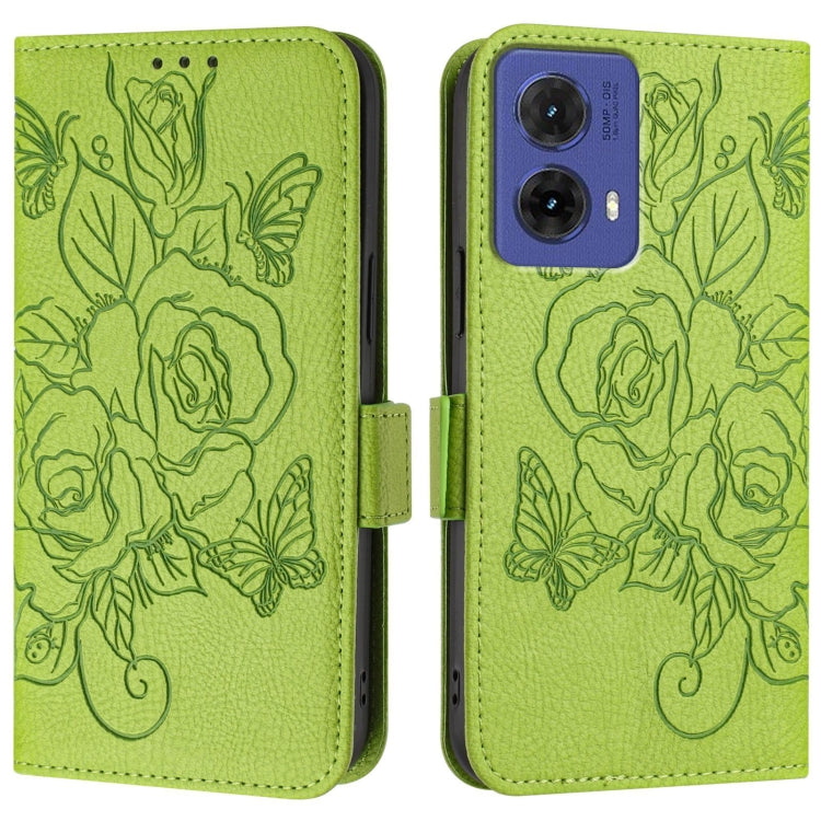 For Motorola Moto G85 5G Embossed Rose RFID Anti-theft Leather Phone Case